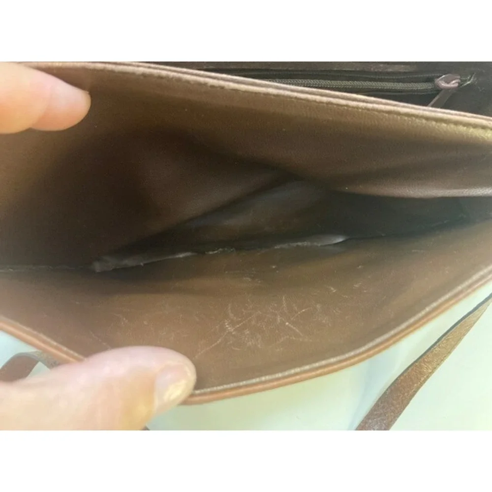 Rare Vtg Michael Rome Vintage Italian Leather Brown Crossbody Purse‎